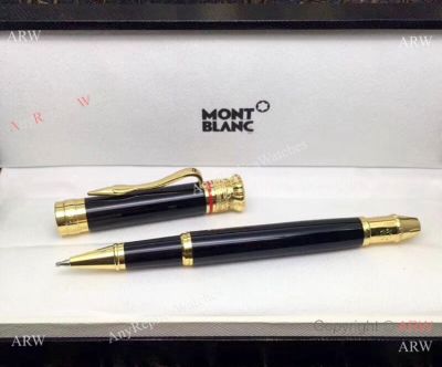 2019 Copy Mont blanc Writers Edition Gold Clip Precious Resin Rollerball Pen